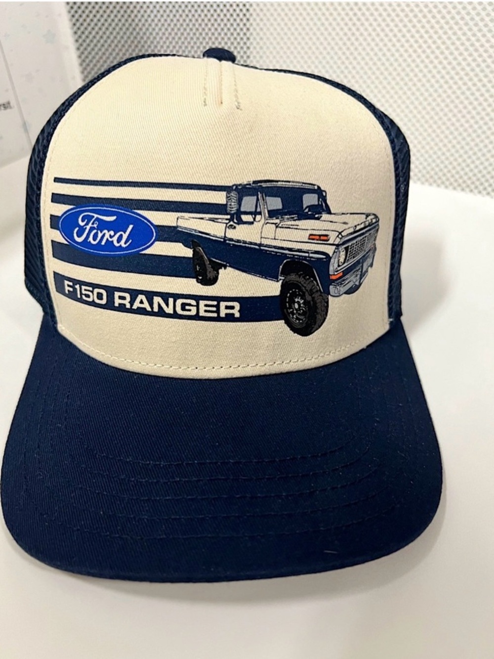 Ford F-150 Navy and Cream Trucker Hat (American Needle brand)